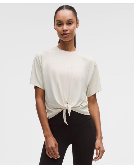 lululemon athletica White – All-Sport Tie-Front Short-Sleeve Shirt – – Size Large