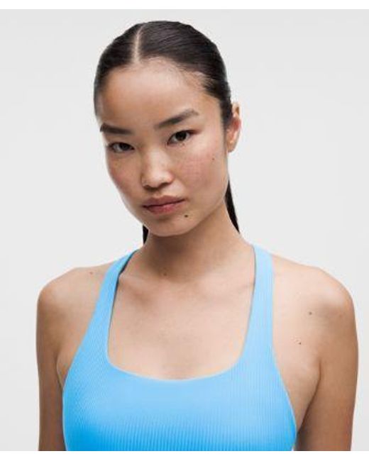 lululemon athletica Blue – All-Time Hero Ribbed Sports Bra Medium Support, B/C Cup – – Size Large