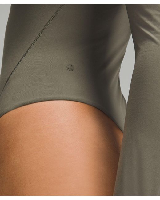 lululemon athletica Gray Wundermost Bodysuit - Ultra-soft Nulu Square-neck Long-sleeve Bodysuit