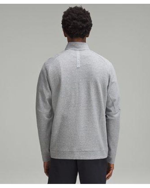 lululemon athletica Gray Textured Double-knit Cotton Half Zip for men