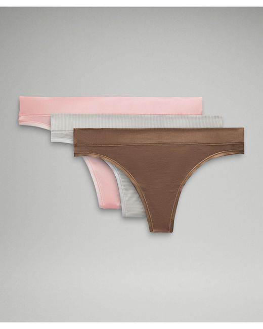 lululemon athletica Brown Underease Mid-rise Thong Underwear 3 Pack
