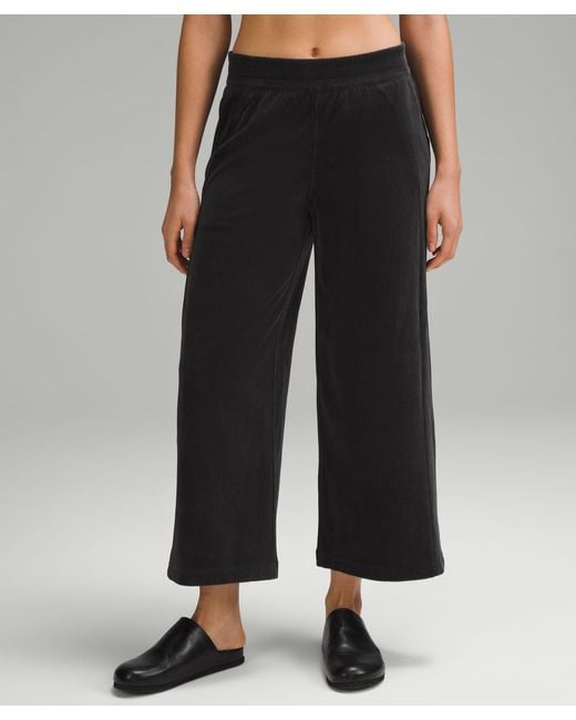 lululemon athletica Black Scuba Mid-rise Wide-leg Crop Velvet Cord