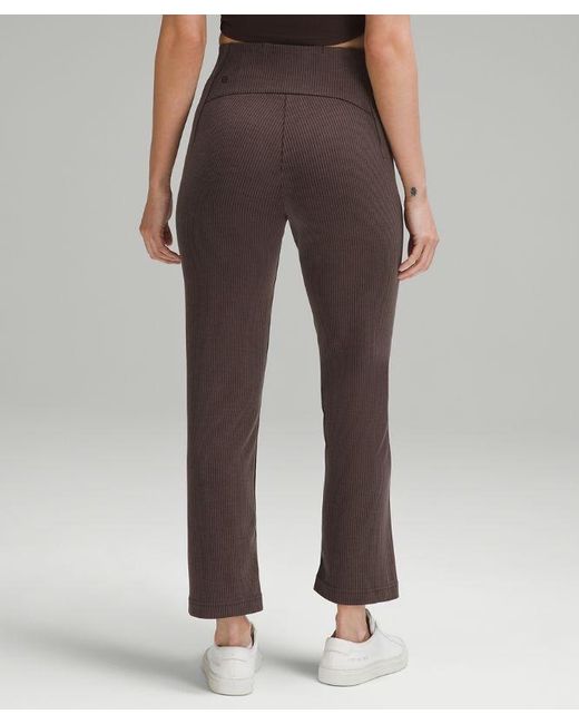 lululemon athletica Brown Ribbed Softstreme Zip-Leg High-Rise Cropped Pant 25"