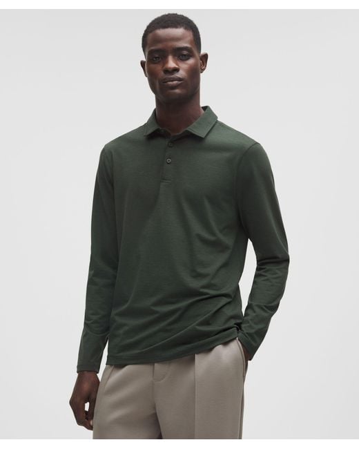 lululemon Men's Green Evolution Long-Sleeve Polo Shirt