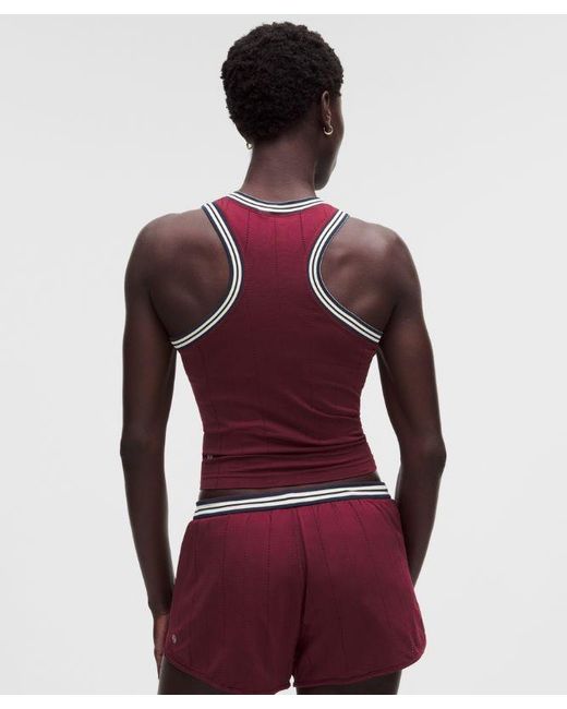 lululemon athletica Red – Seamless Stripe Trim Tank Top – Color Burgundy/ – Size Large