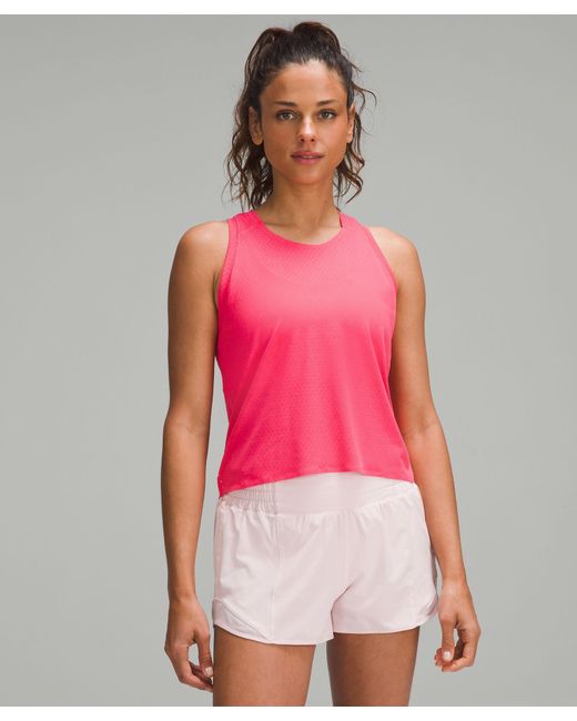 lululemon athletica Red Fast And Free Race Length Tank Top - Color Neon/pink - Size 8