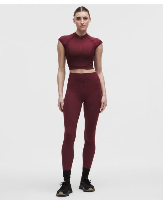 lululemon athletica Red – Everlux Panelled Short-Sleeve Shirt – Color Burgundy/ – Size Large