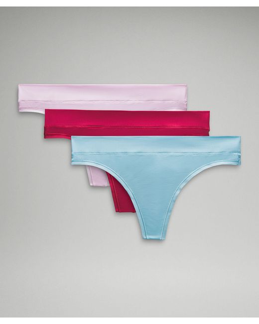 lululemon athletica Underease Mid-rise Thong Underwear 3 Pack - Color Pink/blue - Size Xl