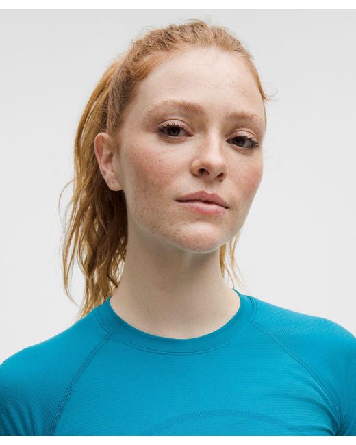 lululemon athletica Blue Swiftly Tech Cropped Short-Sleeve Shirt 2