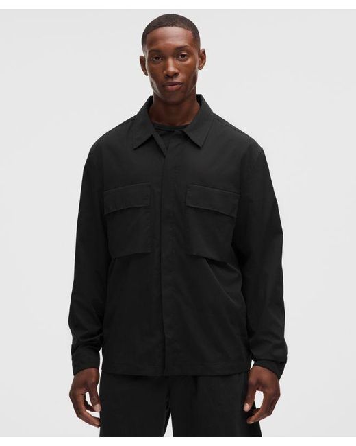 lululemon athletica Black Unshaken Long-Sleeve Collared Shirt for men