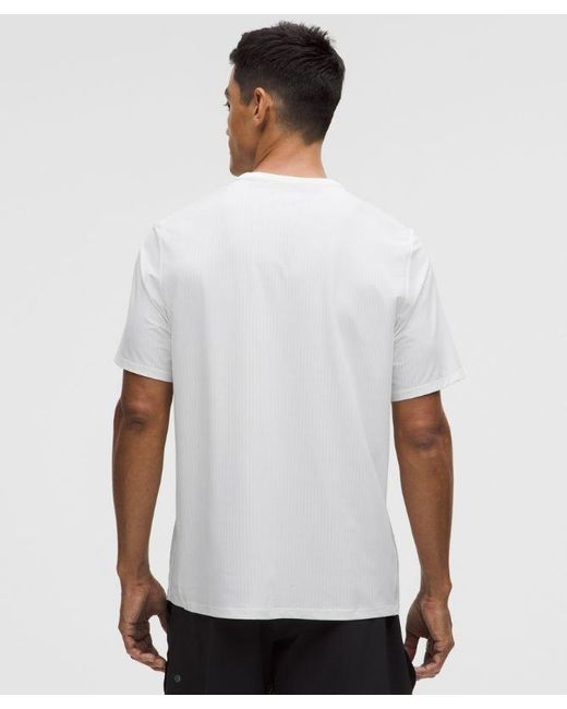 lululemon athletica White Uv-Protective Striped Mesh Tennis T-Shirt for men