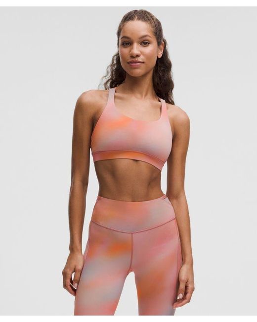 lululemon athletica Red – Energy Sports Bra Medium Support, B–D Cups – /Tie Dye – Size 18