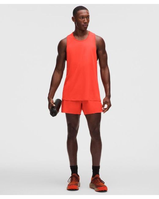 lululemon athletica Red Fast And Free Lined Running Short 5" for men