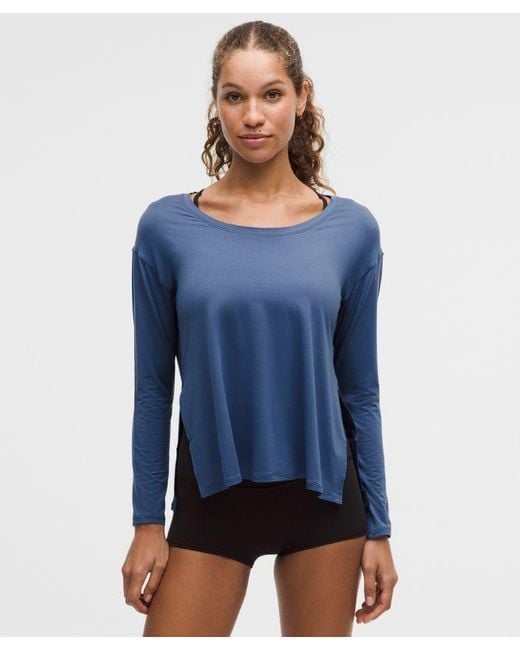lululemon athletica Blue – Silkappeal Side-Slit Long-Sleeve Shirt – – Size Large