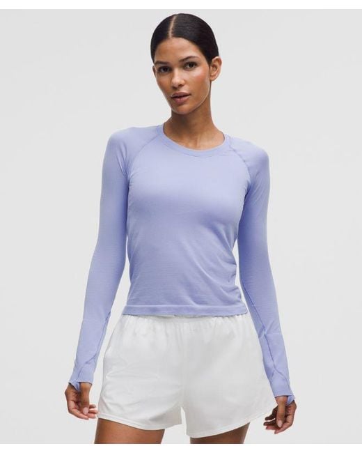lululemon athletica Blue – Swiftly Tech Long-Sleeve Shirt 2.0 Waist Length – – Size 18