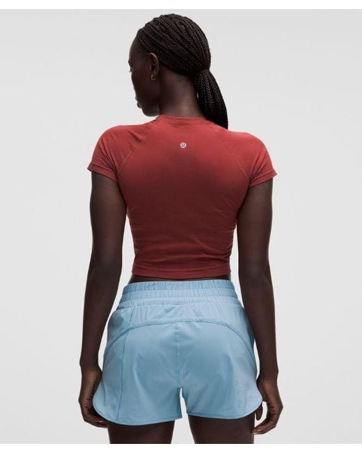 lululemon athletica Red – Swiftly Tech Cropped Short-Sleeve Shirt 2.4 – /Burgundy – Size 4