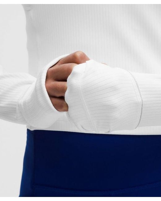 lululemon athletica White – It's Rulu Ribbed Cropped Half Zip Long-Sleeve Top – – Size Large