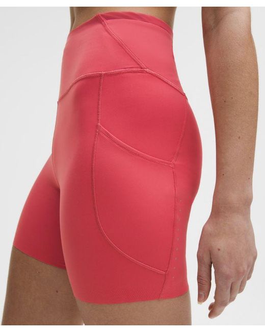 lululemon athletica Red – Fast And Free High-Rise Shorts 5 Pocket – 6" – – Size 4