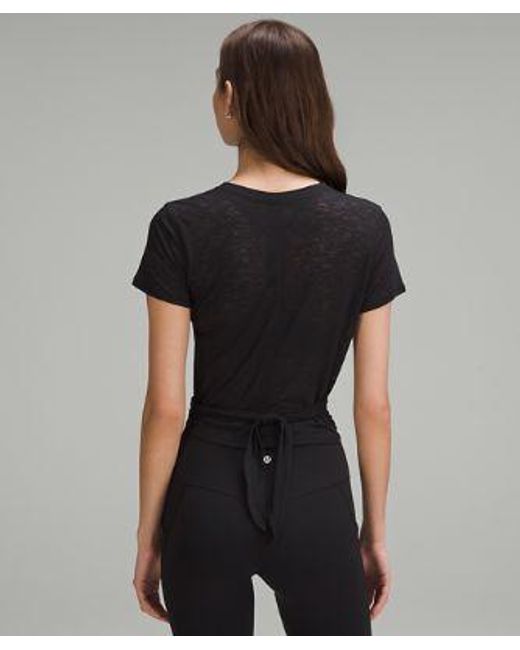lululemon athletica Black Tie-waist Breathable Short-sleeve Shirt