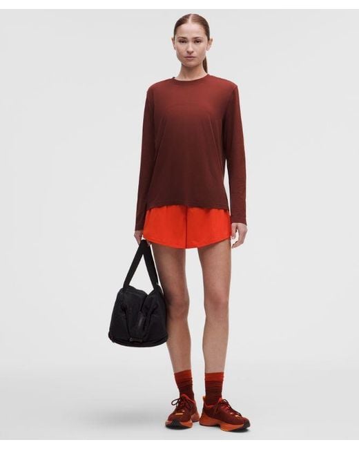 lululemon athletica Red – Swiftly Relaxed Long-Sleeve Shirt Hip Length Fit – /Burgundy – Size 4