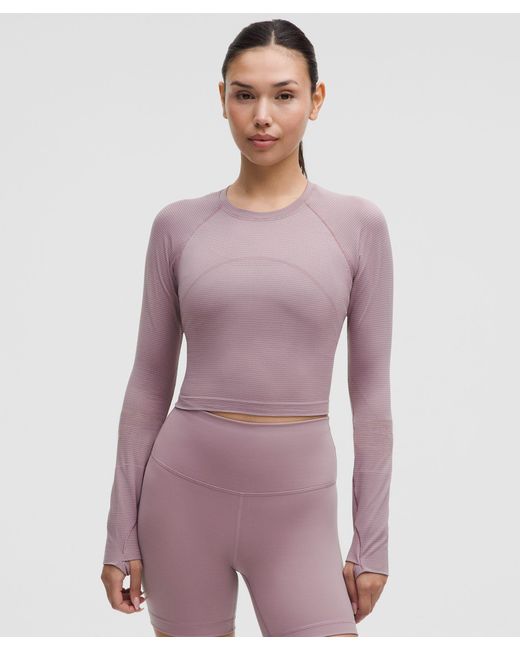 lululemon athletica Purple Swiftly Tech Cropped Long-Sleeve Shirt 2