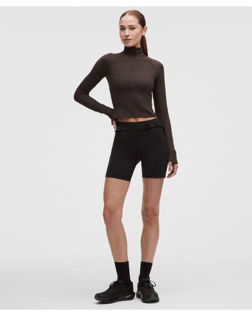 lululemon athletica Black – It's Rulu Cropped Half Zip Long-Sleeve Top – – Size Large
