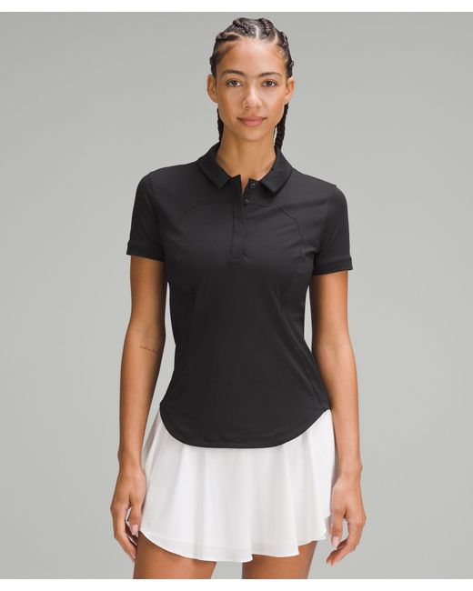 lululemon athletica Black Quick-drying Short-sleeve Polo Shirt Curved Hem