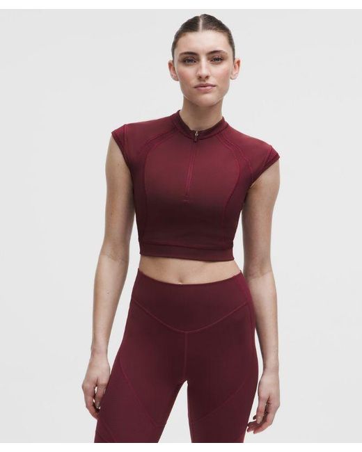 lululemon athletica Red – Everlux Panelled Short-Sleeve Shirt – Color Burgundy/ – Size Large