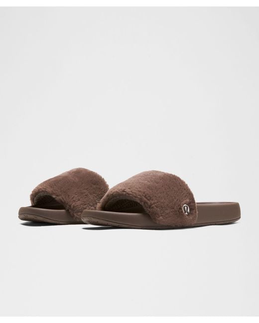 lululemon Women's Brown Restfeel Faux Fur Slide
