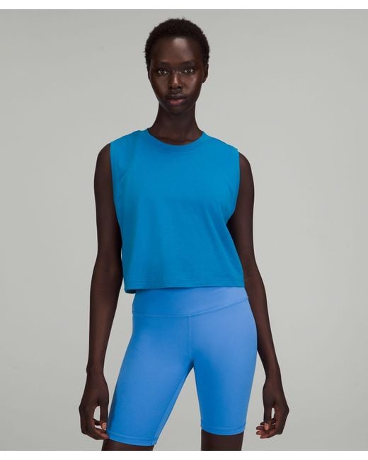 lululemon athletica All Yours Cropped Cotton Tank Top in Blue