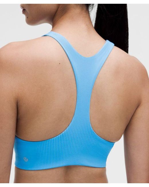 lululemon athletica Blue – All-Time Hero Ribbed Sports Bra Medium Support, B/C Cup – – Size Large