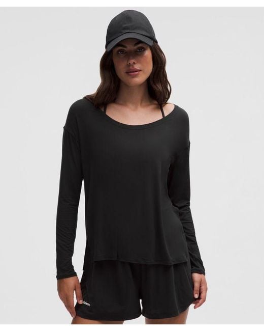lululemon athletica Black Silkappeal Side-Slit Long-Sleeve Shirt