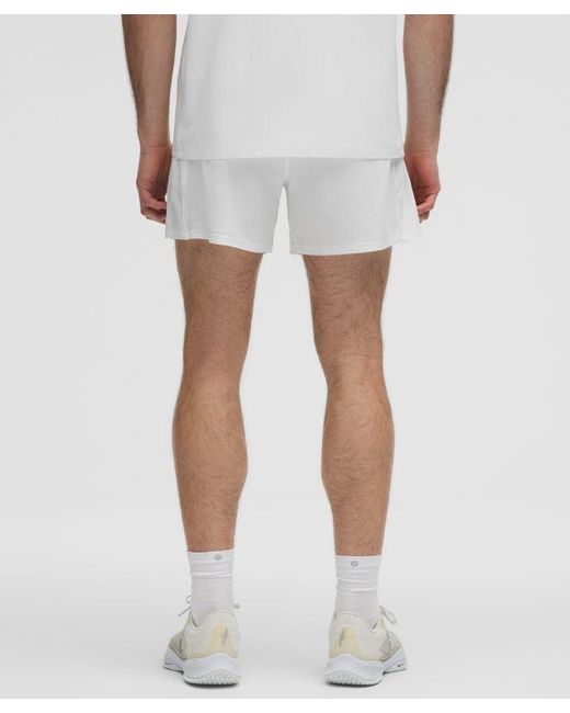 lululemon athletica White Striped Mesh Tennis Short 5" for men