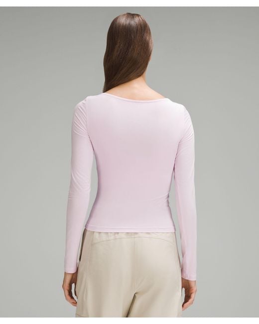 lululemon athletica Gray Modal-silk Blend V-neck Long-sleeve Shirt