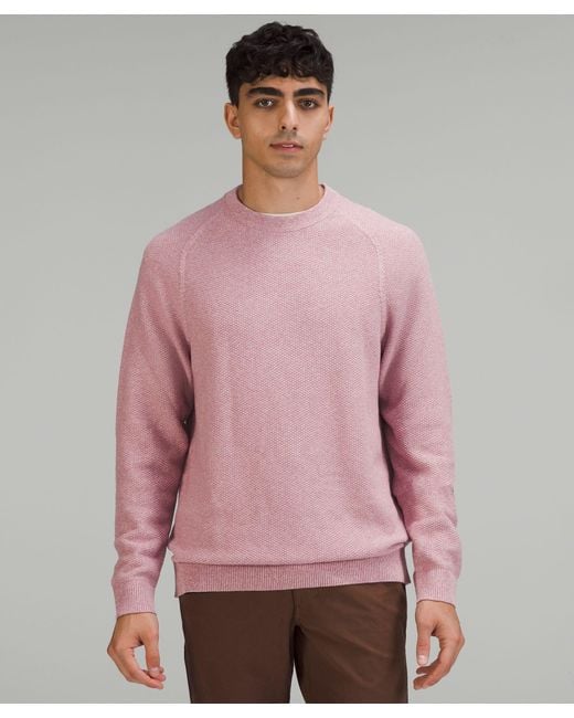 lululemon athletica Pink Textured Knit Crewneck Sweater for men