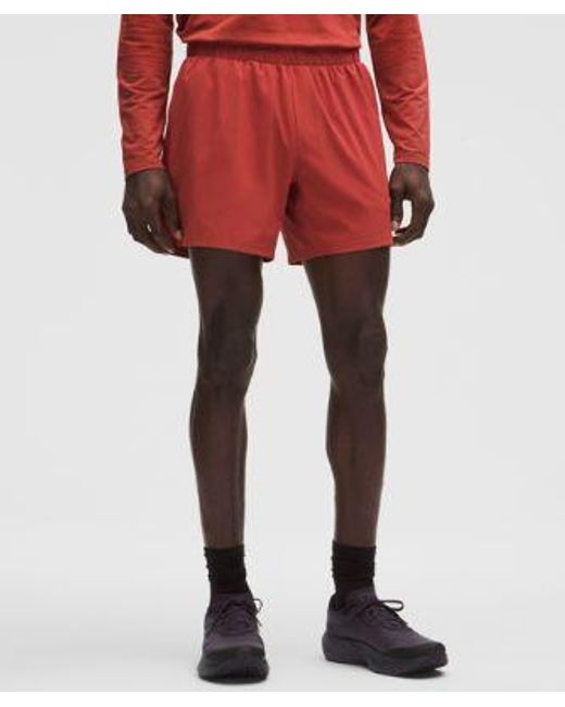lululemon athletica Red – Mile Maker Linerless Shorts – 6" – – Size Large for men