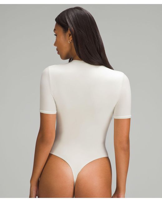 lululemon athletica Wundermost Bodysuit - Ultra-soft Nulu Short-sleeve Crew  Thong Bodysuit in White