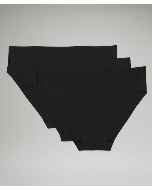 lululemon athletica Black Invisiwear Mid-rise Bikini Underwear 3 Pack