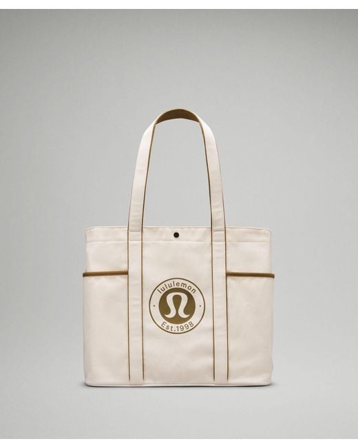 lululemon athletica Natural Daily Multi-pocket Canvas Tote Bag 20l Logo - Color White Brown