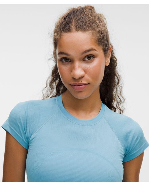 lululemon athletica Blue Swiftly Tech Cropped Short-Sleeve Shirt 2.0