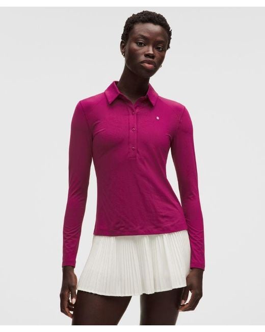 lululemon athletica Red Quick-Dry Long-Sleeve Polo Shirt