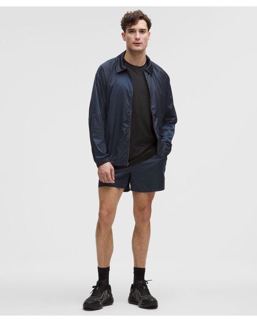 lululemon athletica Blue Stretch Satin Nylon Track Jacket for men