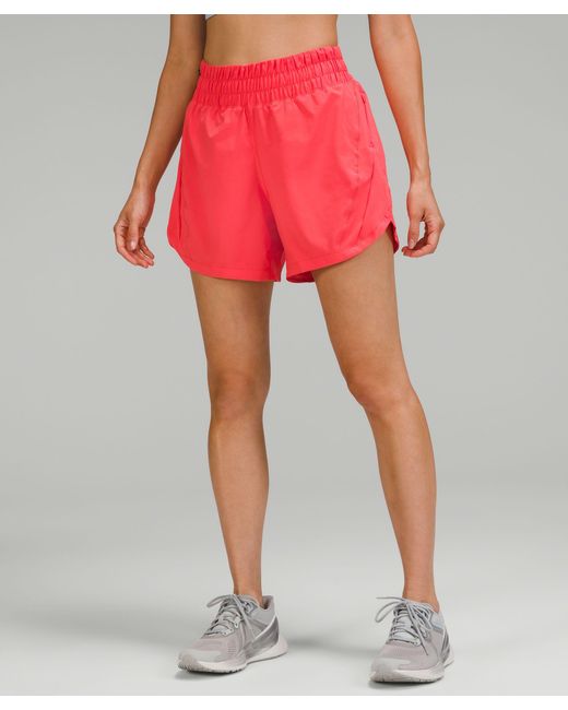 lululemon athletica Track That High-rise Lined Short 5 in Red