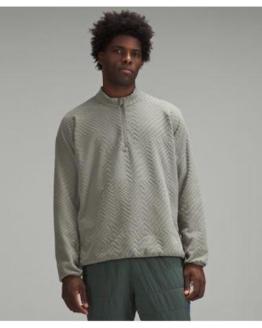 lululemon athletica Gray Textured Hiking Half Zip Sweatshirt - Color Green/grey - Size L for men