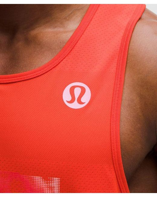 lululemon athletica Red – Fast And Free Tank Top Perforated Stripe London '26 – – Size Large for men