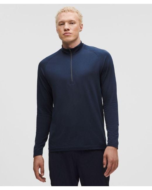 lululemon athletica Blue – Metal Vent Tech Half Zip Long-Sleeve Top – – Size Large for men