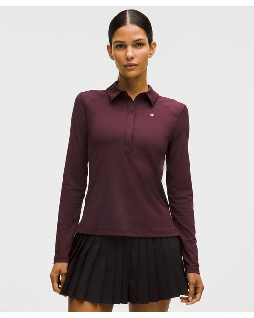 lululemon Women's Purple Quick-Dry Long-Sleeve Polo Shirt