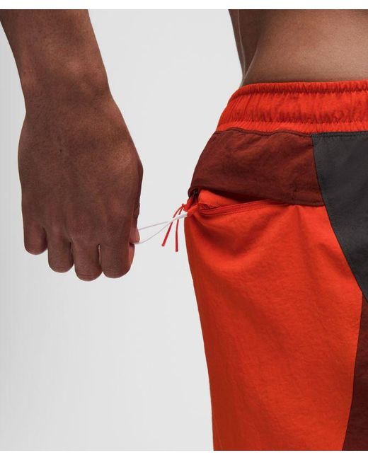 lululemon athletica Red Crinkle Nylon Swim Short 7" for men