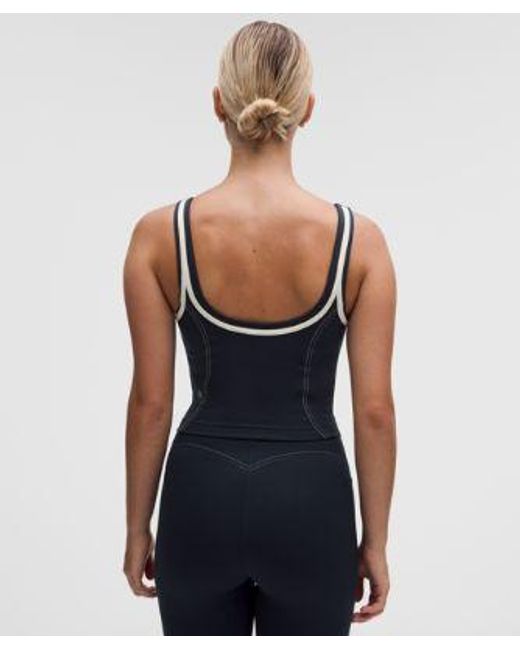 lululemon athletica Blue – Glow Up Tank Top Medium Support, C/D Cup Pipe Detail – – Size 4