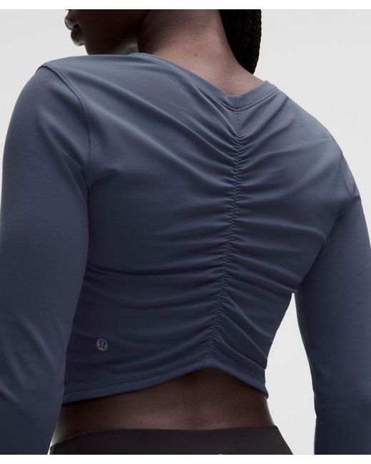 lululemon athletica Blue – All It Takes Centre-Ruched V-Neck Long-Sleeve Shirt – – Size 14